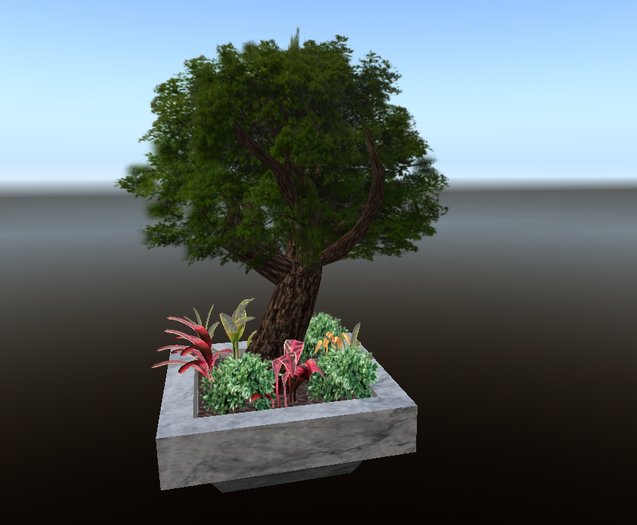 Planter w/Flowers & OakTree byGabe 
