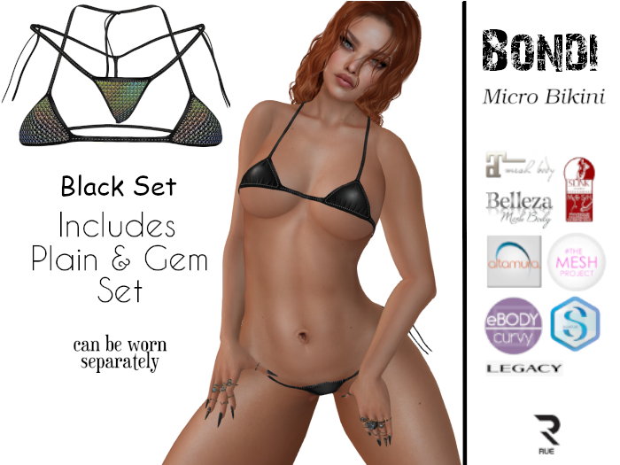 :: RUE :: BONDI Micro Bikini - Black Set