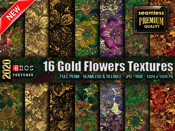 16 Gold Flowers Textures by {EROS Textures Lab}