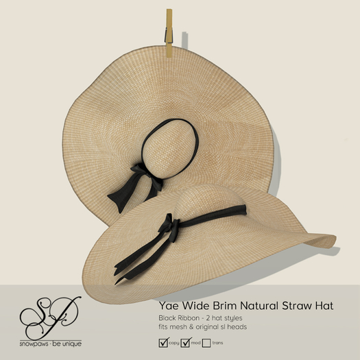Snowpaws - Yae Natural Straw Hat - Black