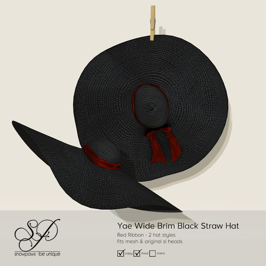 Snowpaws - Yae Black Straw Hat - Red