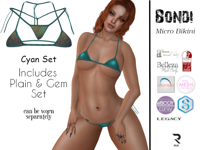 :: RUE :: BONDI Micro Bikini - Cyan Set