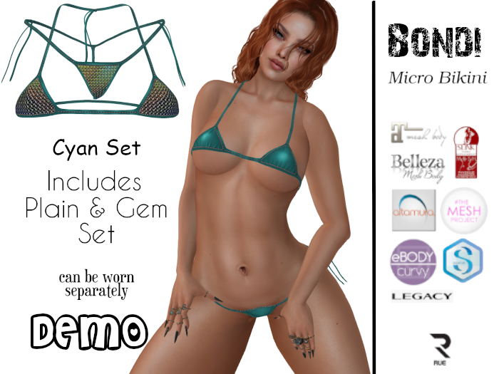:: RUE :: BONDI Micro Bikini - Cyan DEMO