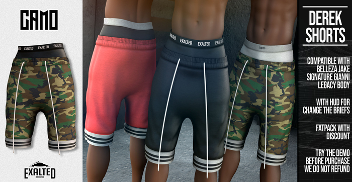 ExalteD - Derek Shorts {Belleza/Signature/Legacy} CAMO