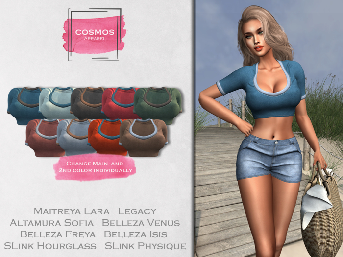 [COSMOS] Danika Crop Top Jersey / 9 Colors Fatpack