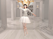 Adl Alta Moda Satin White jacket gold sequin decor