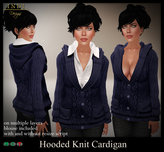INDI Designs - Hooded Knit cardigan blue