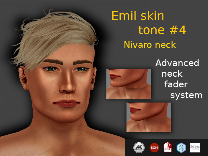 Emil skin tone #4 Akeruka applier with Advanced neck fader system.