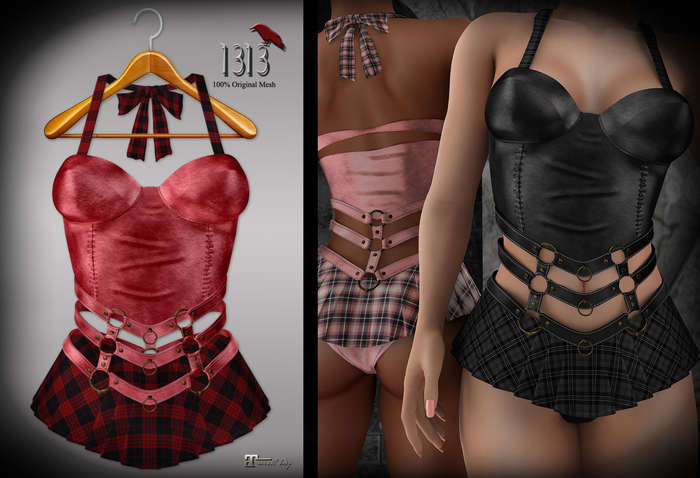 (*<*) 1313 Larkin Dress - Red Plaid