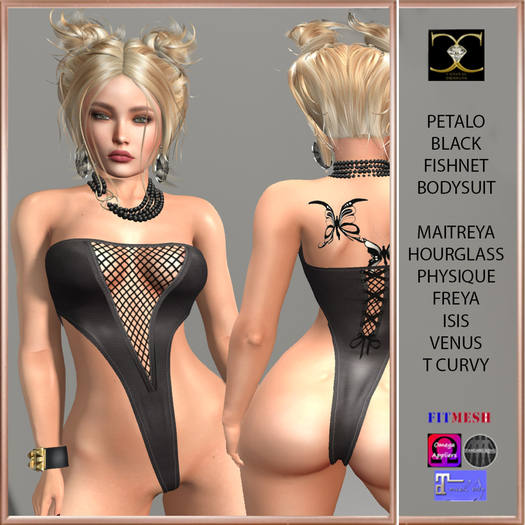 PETALO BLACK FISHNET BODYSUIT