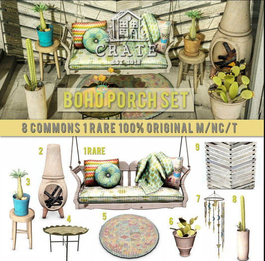 crate Boho Porch Set - 9 Chevron Privacy Wall