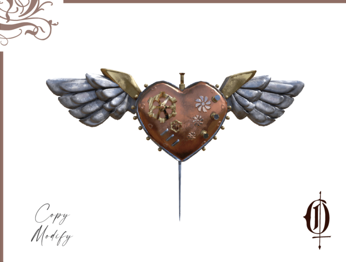 Oddtown - steampunk heart pin -unpaker (wear me)