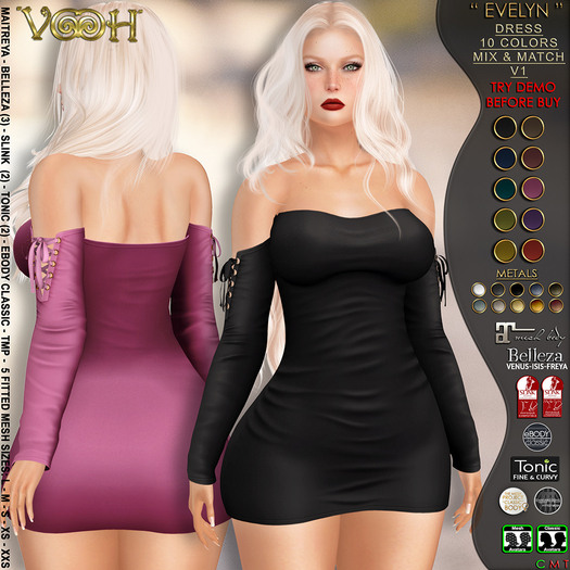 " VOOH " EVELYN DRESS V1 10 COLORS MIX & MATCH