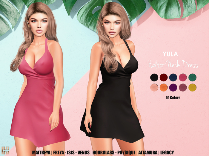 [hh] Yula Halter Neck Dress PLAINS