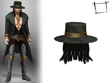 WC1707 Black Round Hat With Hair Locks