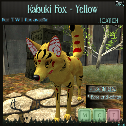 [. HEATHEN .]  TWI Fox Kabukis Skin -Yellow- {REZ}
