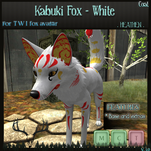 [. HEATHEN .]  TWI Fox Kabukis Skin -White- {REZ}