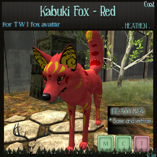 [. HEATHEN .]  TWI Fox Kabukis Skin -Red- {REZ}