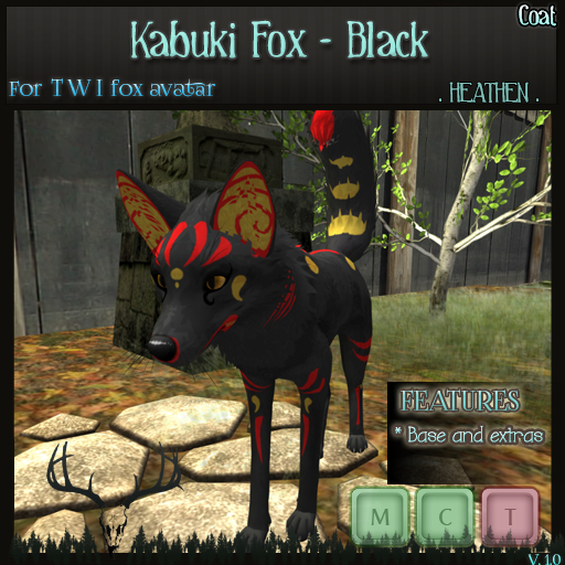 [. HEATHEN .]  TWI Fox Kabukis Skin -Black- {REZ}