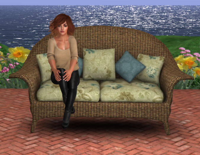 WICKER LOVESEAT - TAN W COUPLES SITS COPY