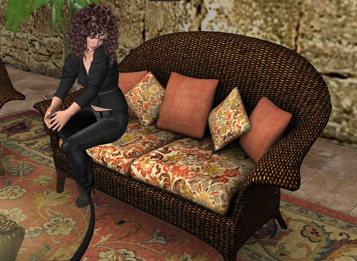 DARK WICKER LOVESEAT -  W COUPLES SIT COPY