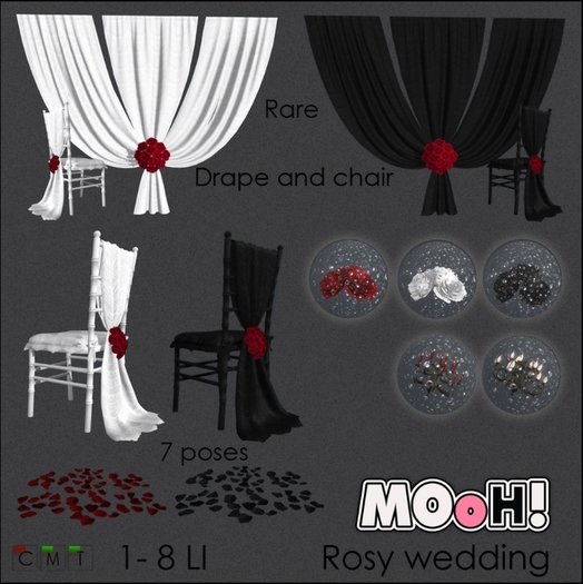 MOoH! Drape with roses white 8LI + Chair RARE RARE