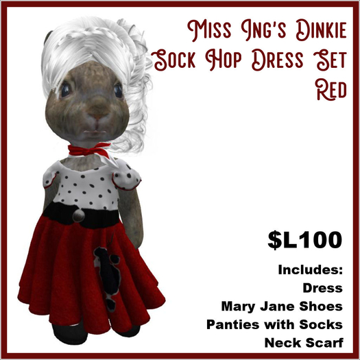 Miss Ing's Dinkie Sock Hop Set Red