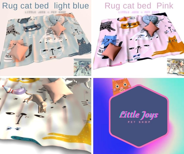 Little Joys - Rug cat bed - pink and light blue