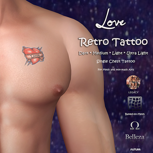 Autum Small Heart Love Chest Tattoo RETRO [Boxed] (Add me!)