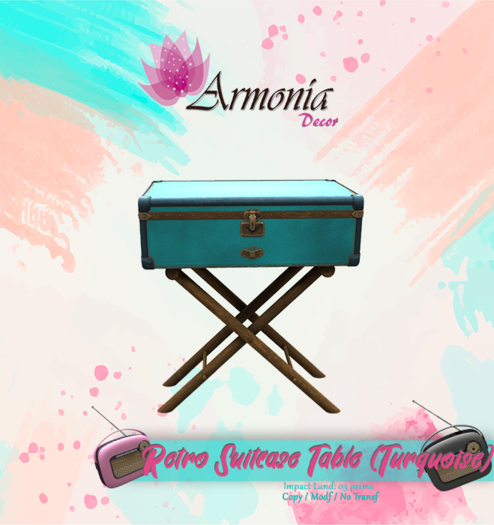 Armonia Decor [AD] Retro Suitcase Table (Turquoise)