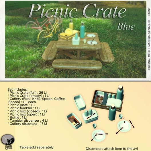 *PC* Picnic Crate & Accessories/Blue