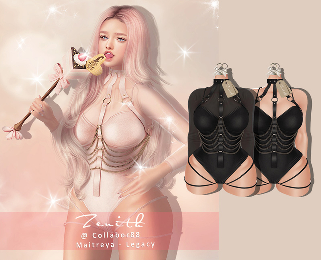 =Zenith=Harness Waist Belt Gothic Bodysuit(Black)Maitrey/Legacy