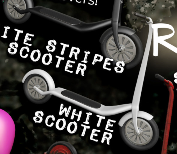 MadPea Kick 'n Ride - White Helmet & scooter
