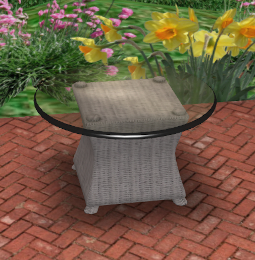 White Wicker &  Glass End Table COPY