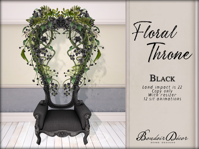 Boudoir-Floral Throne Black