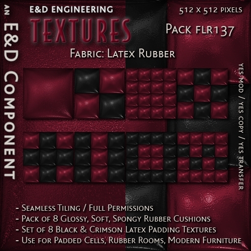 [FLR137] 8 Soft, Spongy Scarlet Latex Textures Rubber Textures Rubber Cushions from E&D ENGINEERING