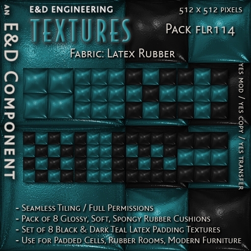 [FLR114] 8 Soft, Spongy Teal Latex Textures Rubber Textures Rubber Cushions from E&D ENGINEERING