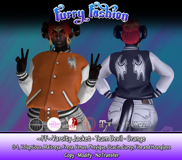 ~FF~ Varsity Jacket Female Team Devil Orange