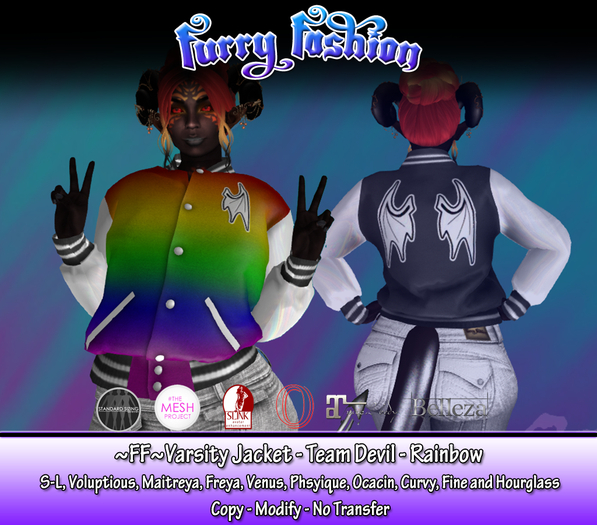 ~FF~ Varsity Jacket Female Team Devil Rainbow