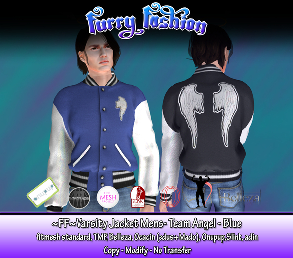 ~FF~ Varsity Jacket Male Team Angel Blue