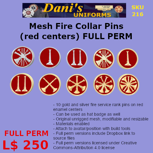 Mesh Fire Collar Pins (Red) FULL PERM