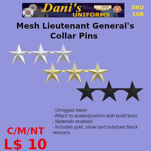 108 LtGen Rank (BAG)