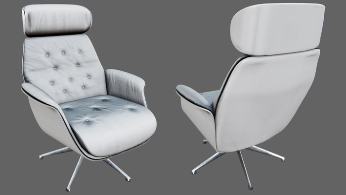 Design Lounge Chair 01 - Steel - White
