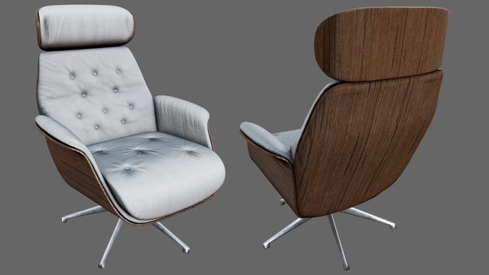 Design Lounge Chair 01 - Wood 1 - White