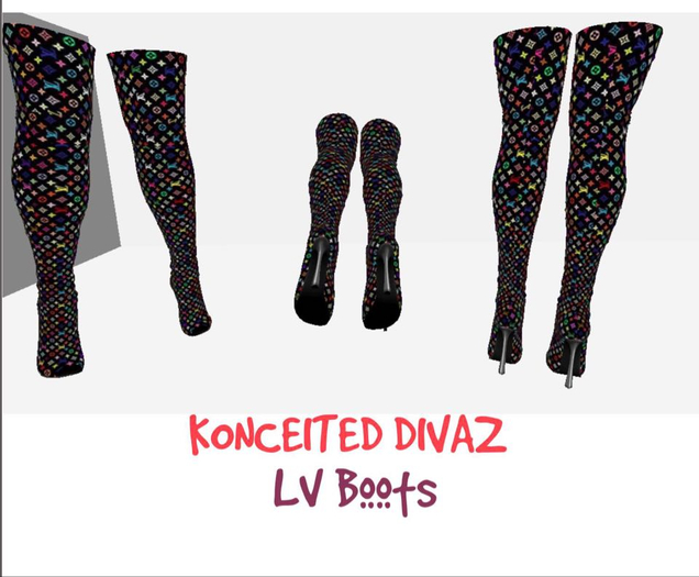 [KONCEITED DIVAS] COLORFUL''LV'' BOOTS B/M/HG