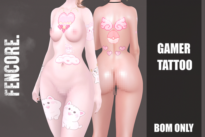 FENCORE. Gamer kitty tattoo