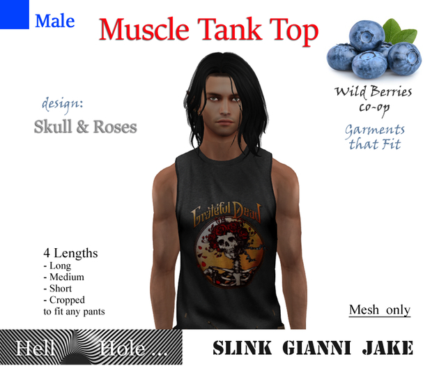 HellHole Skull & Roses 2 Muscle Tank