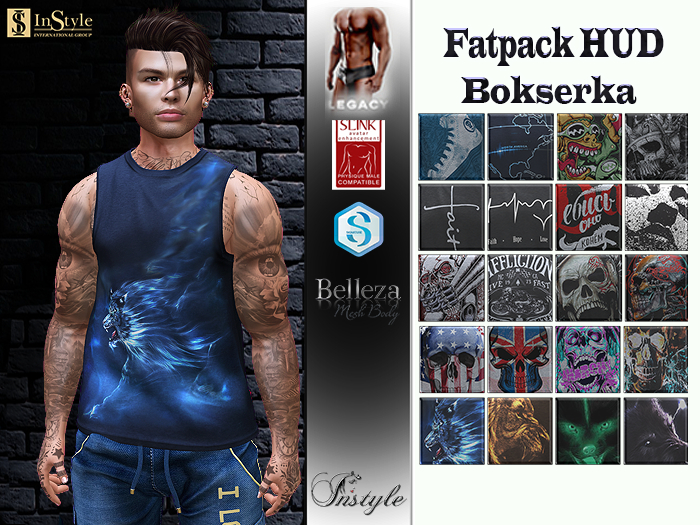 InStyl-Men's  Bokserka - Fat Pack - HUD(for Belleza Jake, Slink Male, Signature Gianni, Legacy)