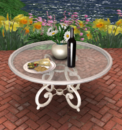 WHITE METAL Glass Top Coffee Table w MENU