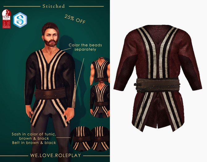(Stitched)Miles Tunic&Belt Set-Red